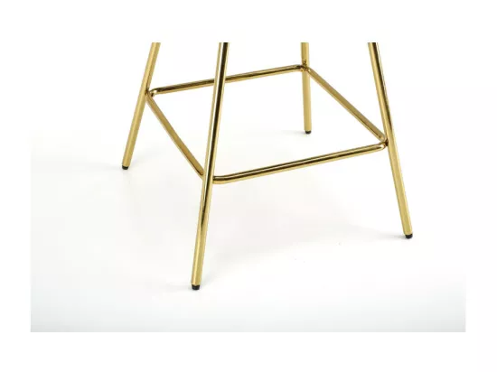 Chaise de bar en velours gris avec structure dorée en métal Anaïs