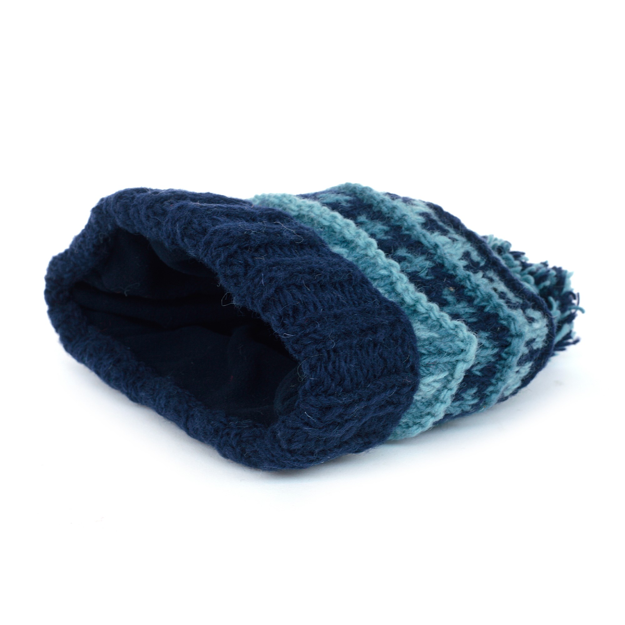 Handgestrickte Mütze mit Pompon, blau günstig bestellen