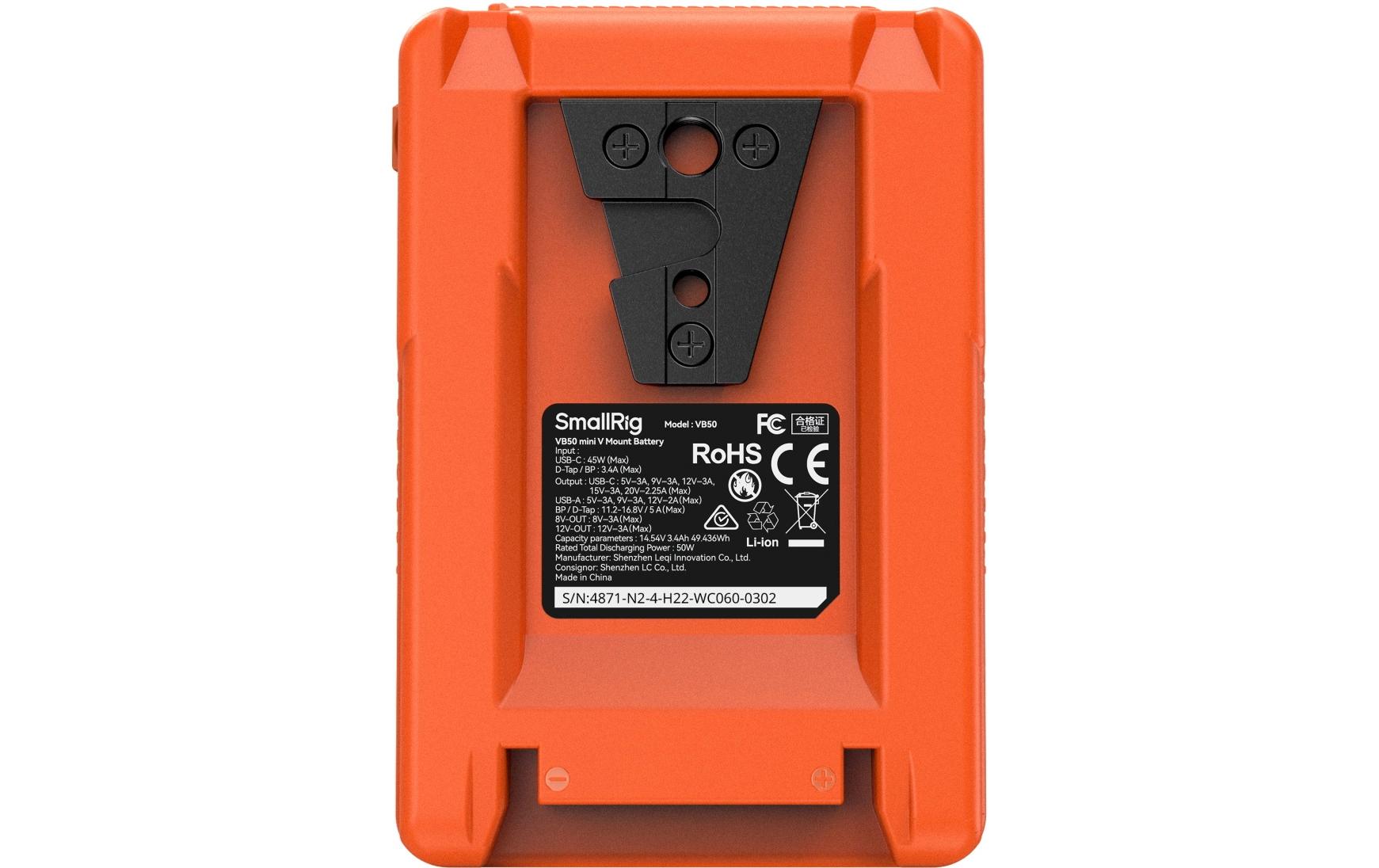 VB50 Mini V-Mount-Batterie Orange<br>Kompakter und leichter V-Mount-Akku