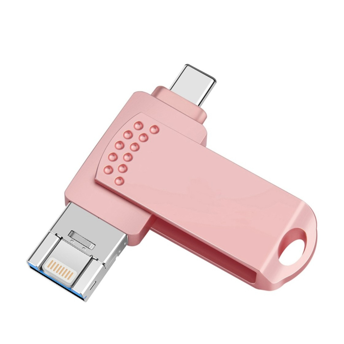 (128GB) 3in1 USB Lightning / USB C / USB A Speicher Stick Flash Drive USB 3.0 - Rosa