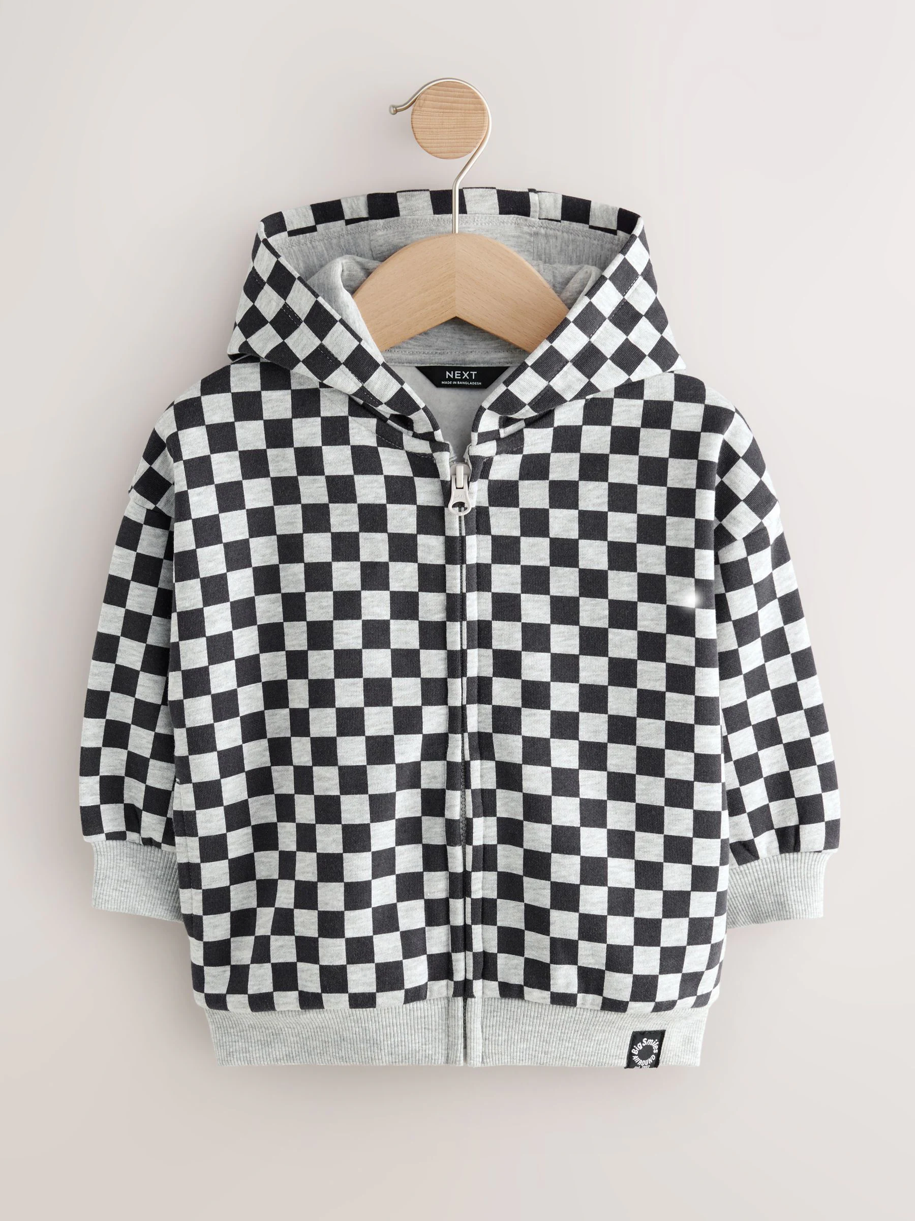 Zwart-wit dambord - Hoodie met ritssluiting (3 mnd-7 jr)