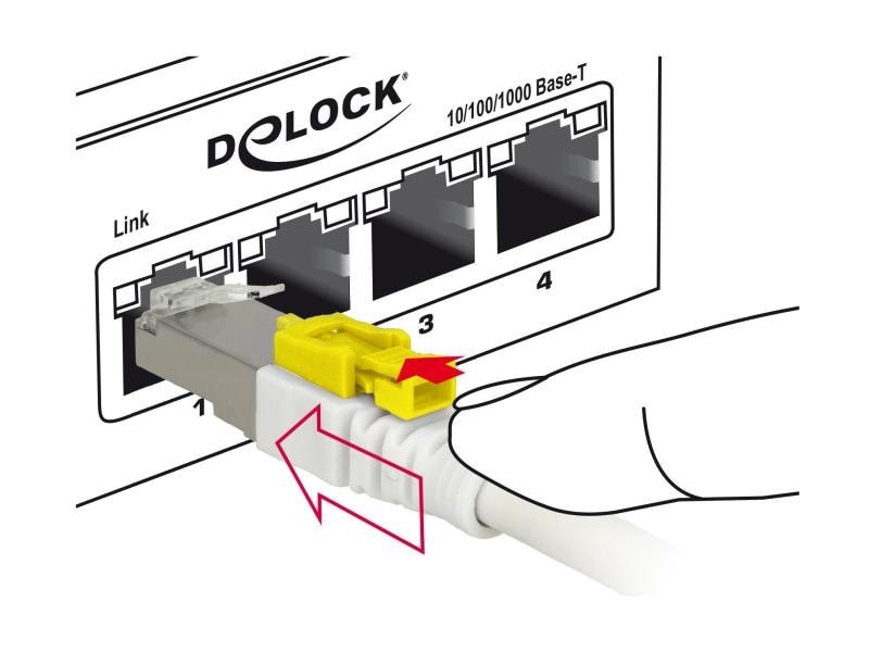 Delock Patchkabel  Cat 6A, S/STP, 2 m, Weiss, verriegelbar Delock Kabel RJ45 Secure Cat.6A 2 m