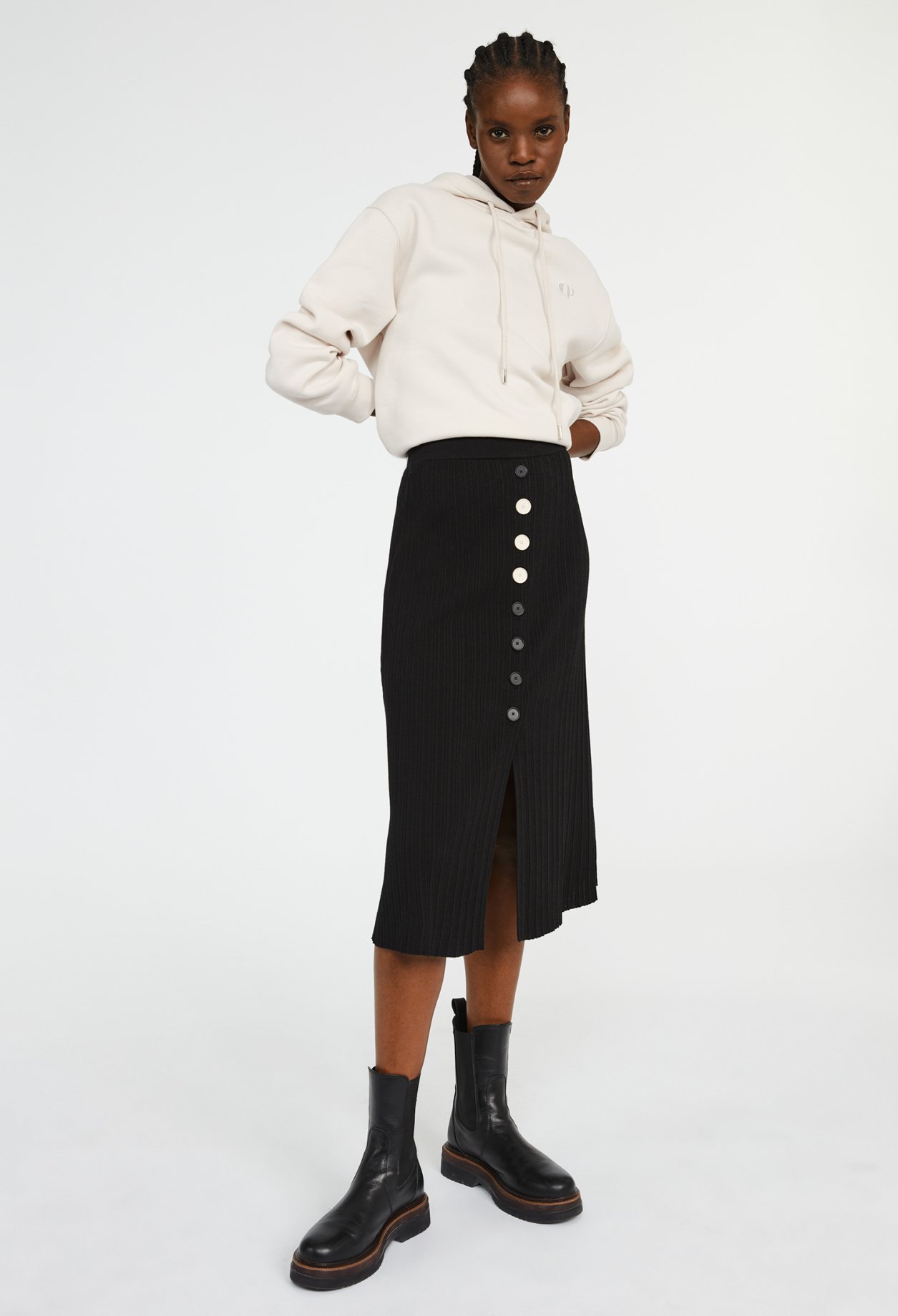 Jupe midi maille noire