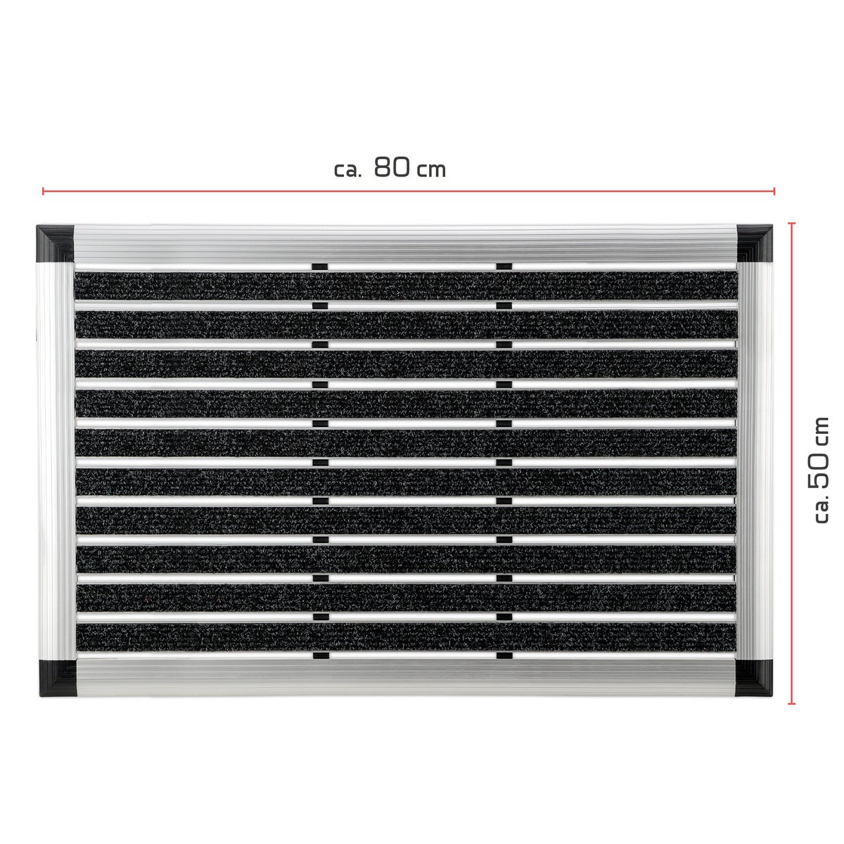 Bomoe AluGant Aluminium Deurmat L50xB80xH1.5cm Zilver