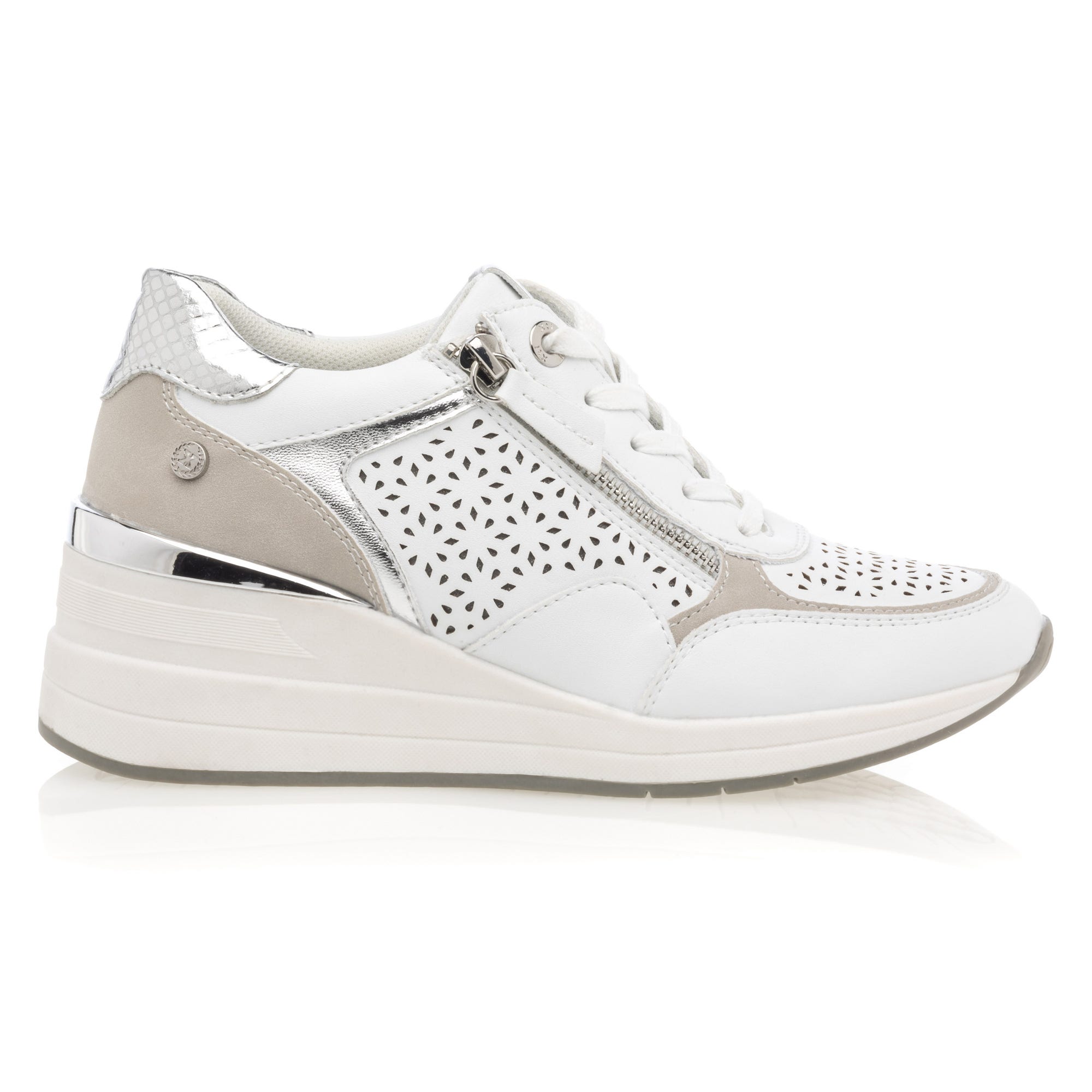 Baskets basses à talon compensé Femme blanc