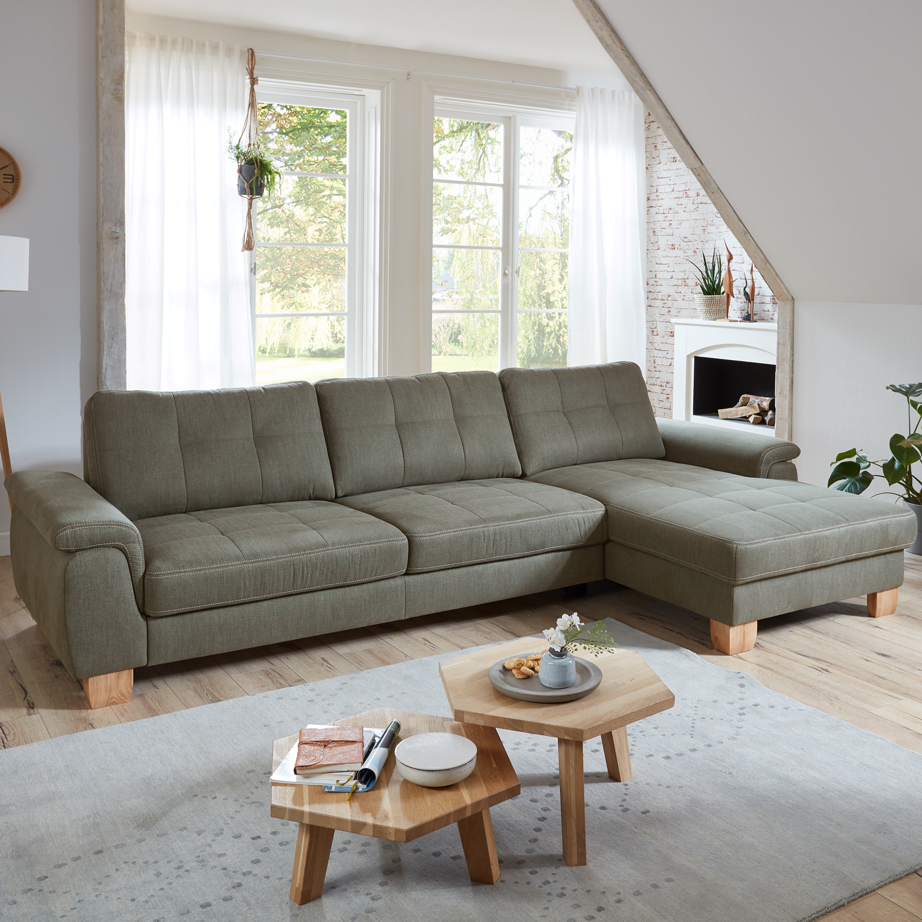 polsterpower Ecksofa - schilf - Basismodell - Canapé rechts