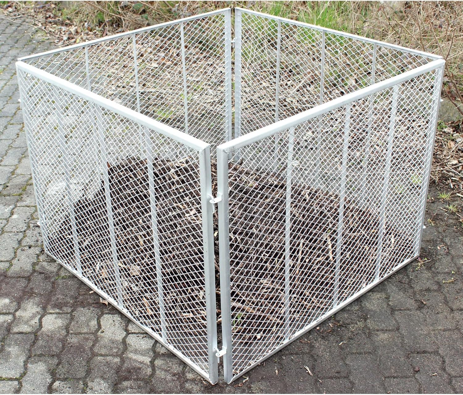 2X Komposter 100x100x80 cm Feuerverzinkt Metallkomposter aus Streckmetall Gartenkomposter für 800 Liter Kompost Kompostbehälter Biokomposter