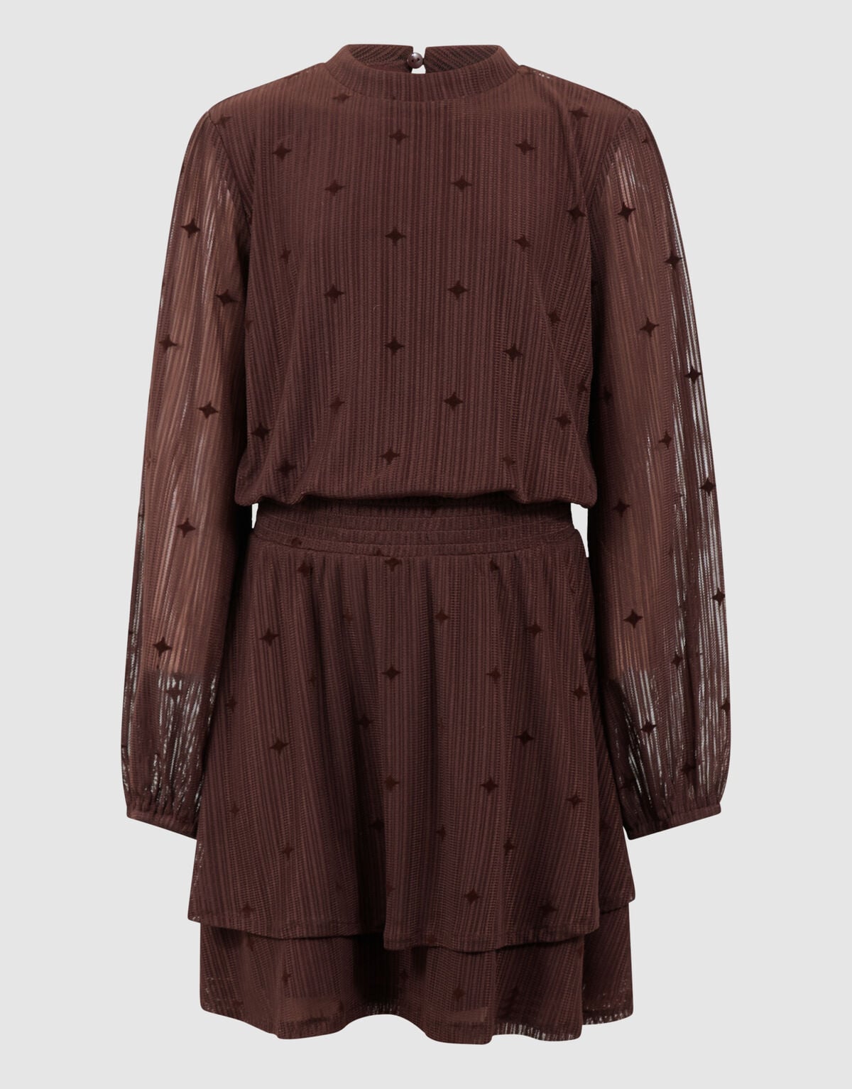 Mesh Sparkle Jurk Bruin