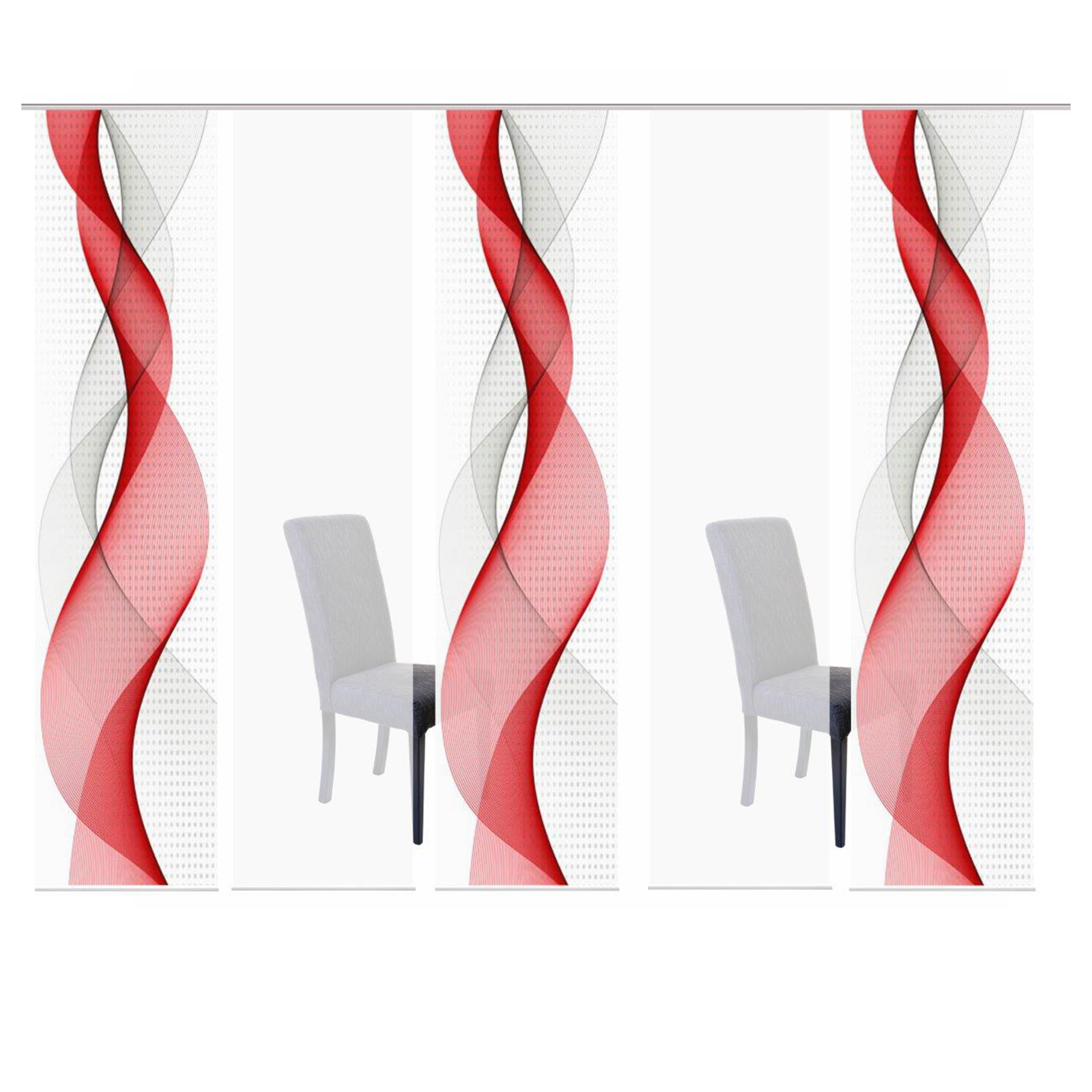 5-teiliges Schiebevorhang-Set OPALIA - rot - je 60x245 cm
