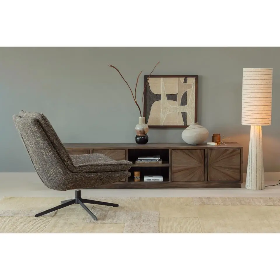 WOOOD Anno Wanddeco - Katoen/Hout - Naturel/Bruin - 90x60x10