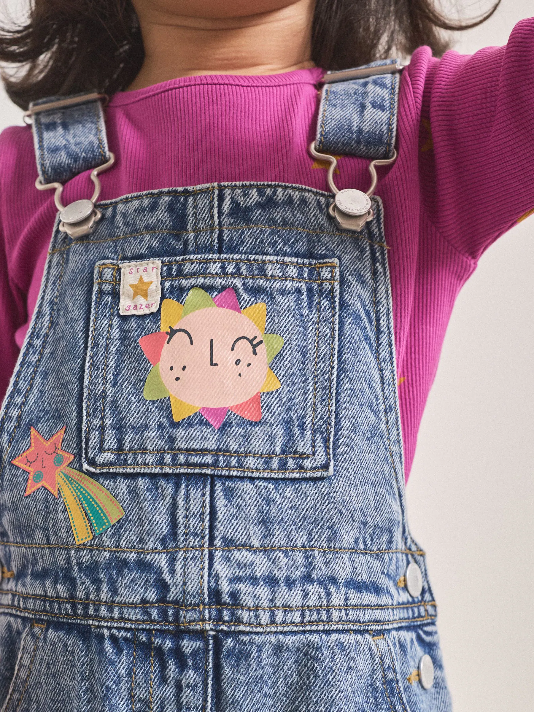 Denim - Set met kosmische tuinbroek (3mnd -7jr)