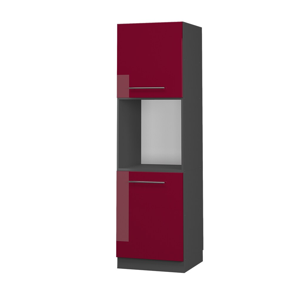 Vicco Herdumbauschrank Küchenschrank Küchenmöbel Fame-Line Anthrazit Bordeaux Rot60 cm modern Hochglanz Küche Einbauküche Blende Herdschrank Hochschrank Küchenzeile Drehtür Einlegeboden