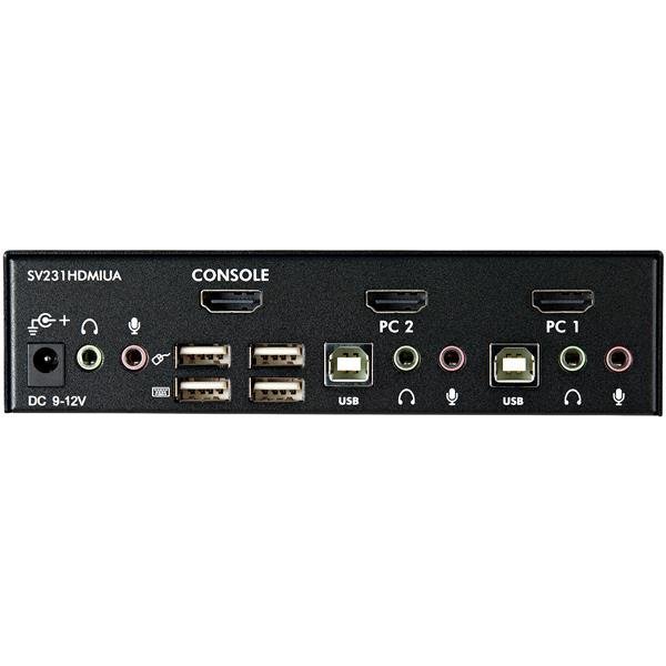 StarTech.com Commutateur KVM HDMI USB 2 ports avec audio et concentrateur USB 2.0