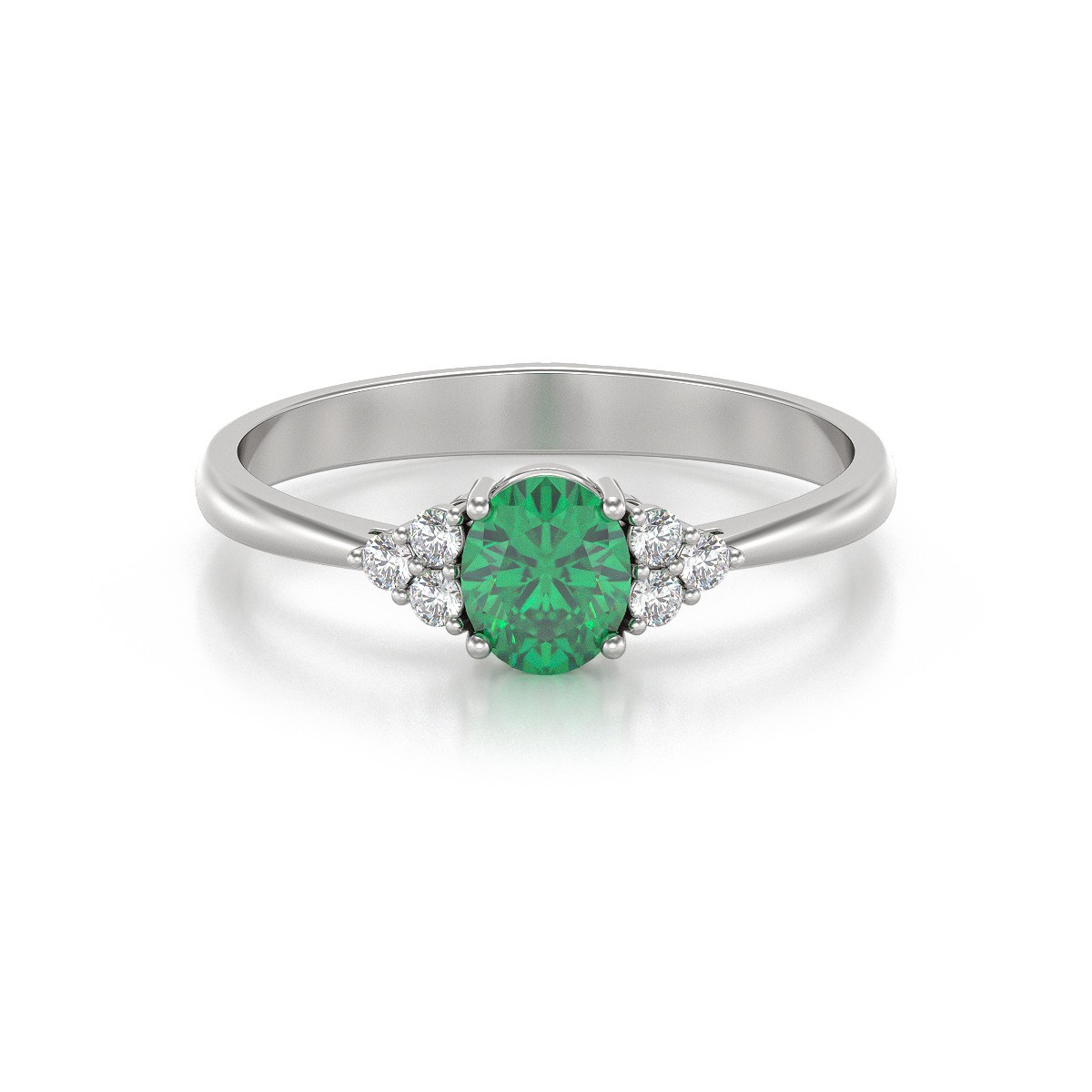 Bague Émeraude et Diamants sur Argent 925 | Brillante Élégance - Aden