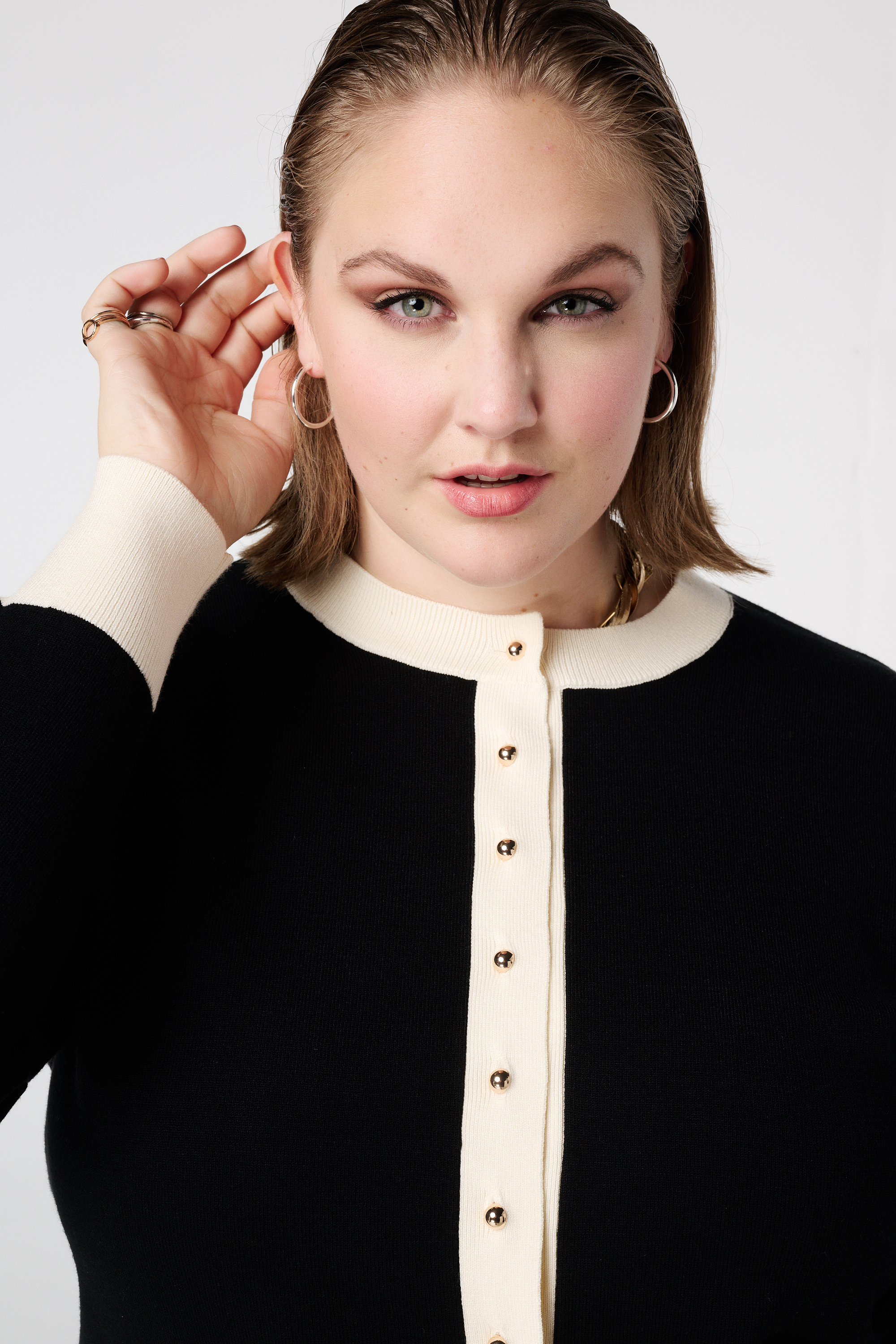 Vest met knoopsluiting Multi zwart-wit