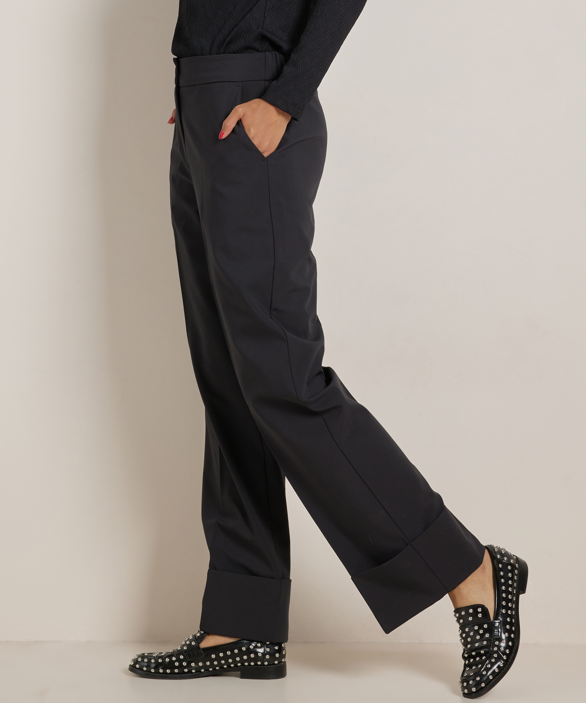 wide fit broek met omslag