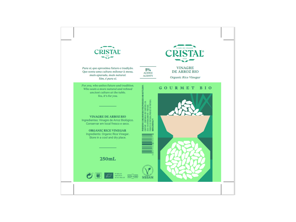 VINAGRE DE ARROZ CRISTAL GOURMET BIO 250ML