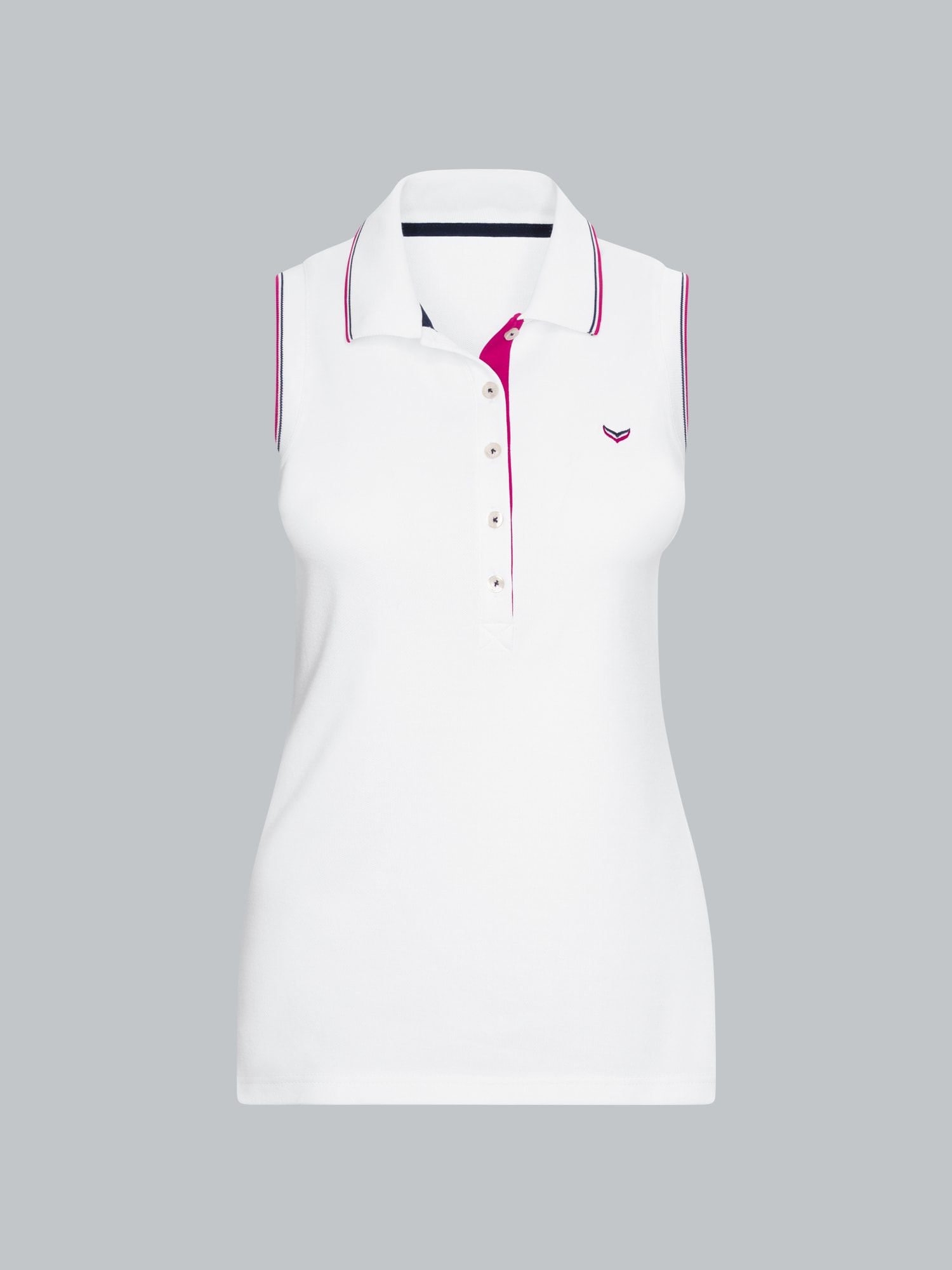 Ärmelloses Poloshirt mit kontrastfarbigen AkzentenWeiss