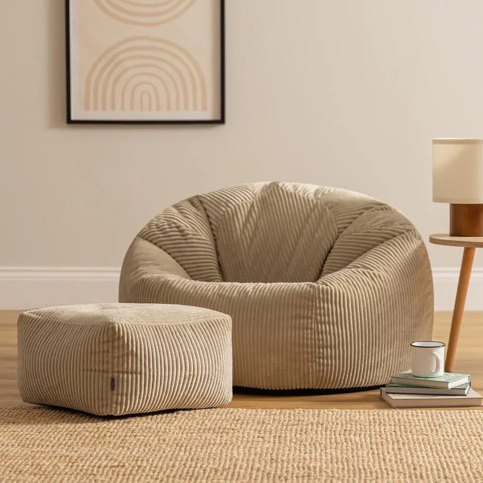 icon Zitzak en Poef Kingston - Corduroy Zitzak - Beige