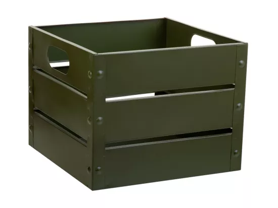 Corbeille carrée en métal imprimé vert 26x26x20