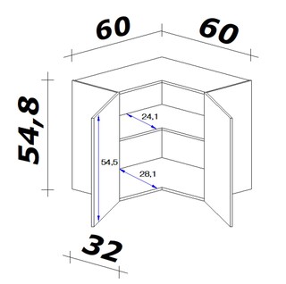 Hängeschrank Avila Magnolia/Lancelot Oak ca. 60x60x54,8x32 cm