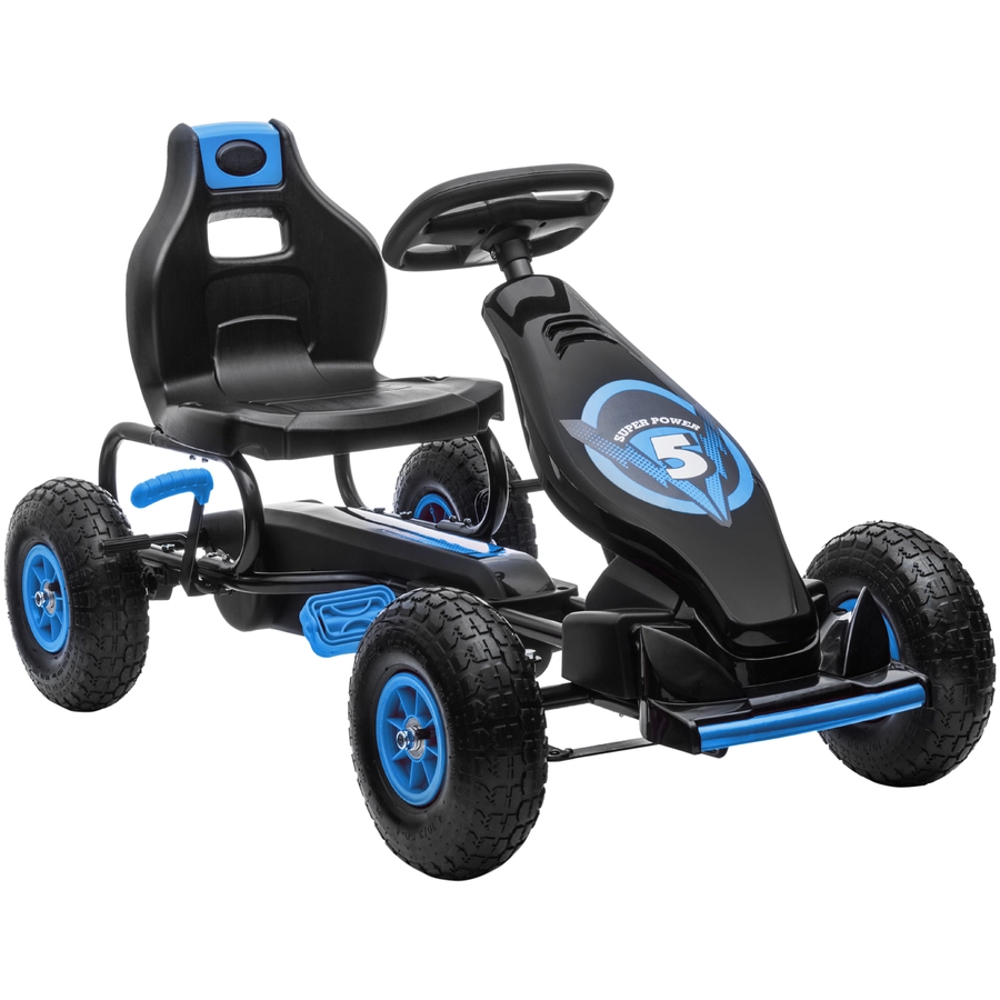 HOMCOM Go Kart mit verstellbarem Schalensitz blau, schwarz