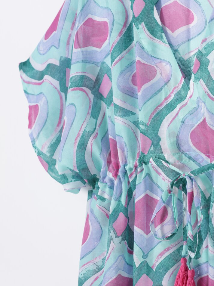 Caftan midi estampado - Azul claro