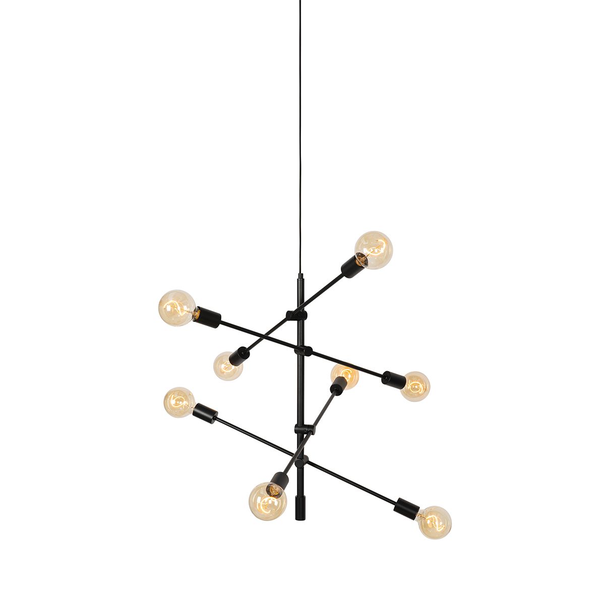 Industriële hanglamp zwart 8-lichts - Sydney