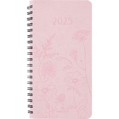 Agenda de poche spiralé Primrose - 1 semaine sur 2 pages - 9,5 x 17 cm - rose - Oberthur