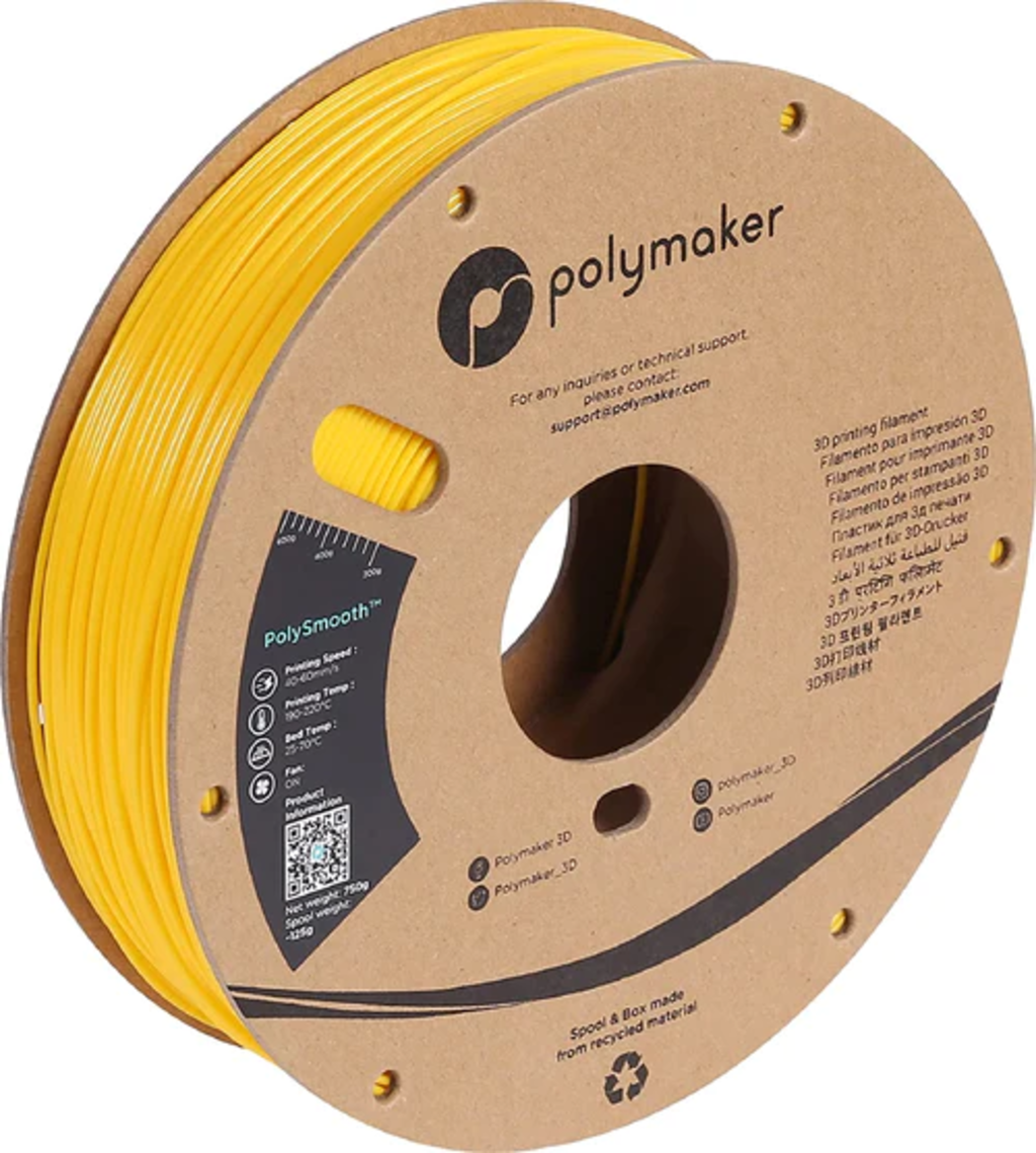 Polymaker  PolySmooth Mustard Yellow, 1,75 mm (750 g)    PVB basiertes Filament für glänzende Ideen ohne sichtbare Layer in Gelb
