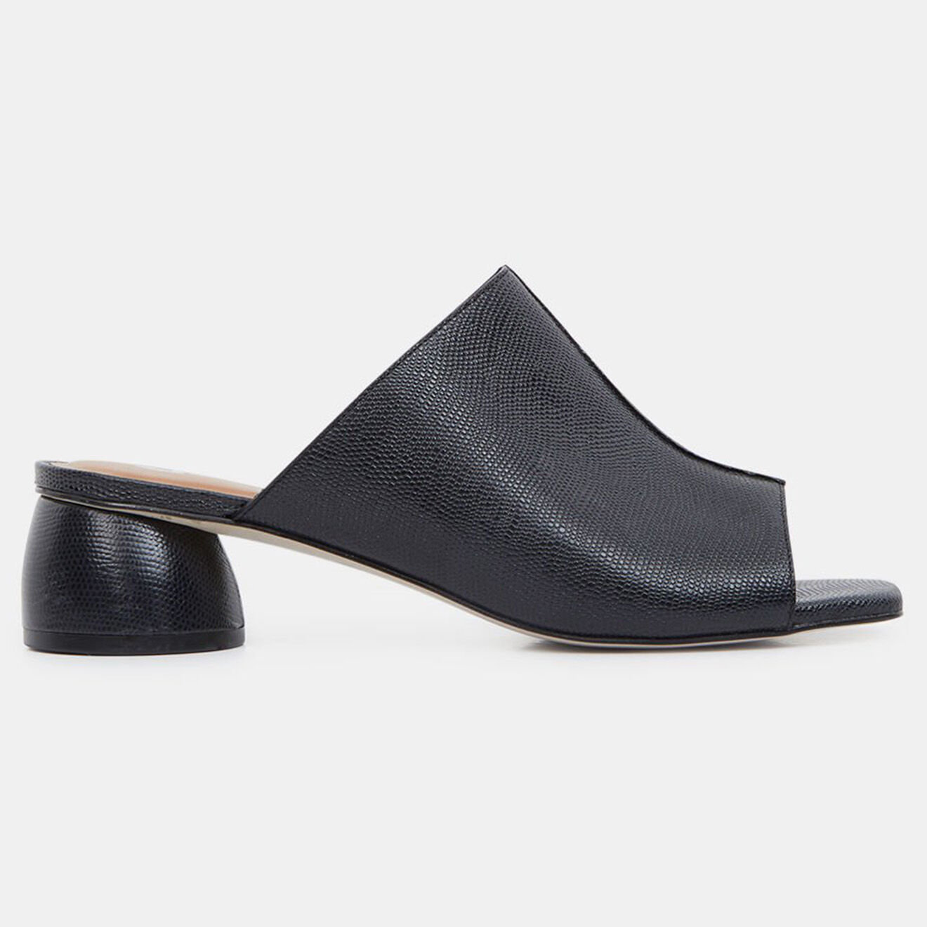 Galeries Lafayette Mules en Cuir à talon rond noires