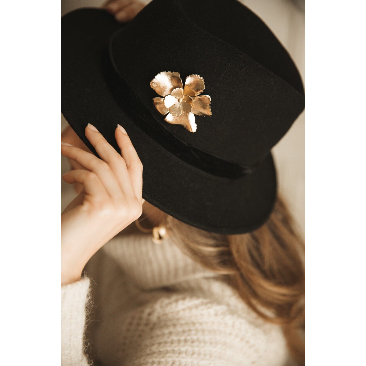 broche fleurs doré à l'or fin - ORPHÉE