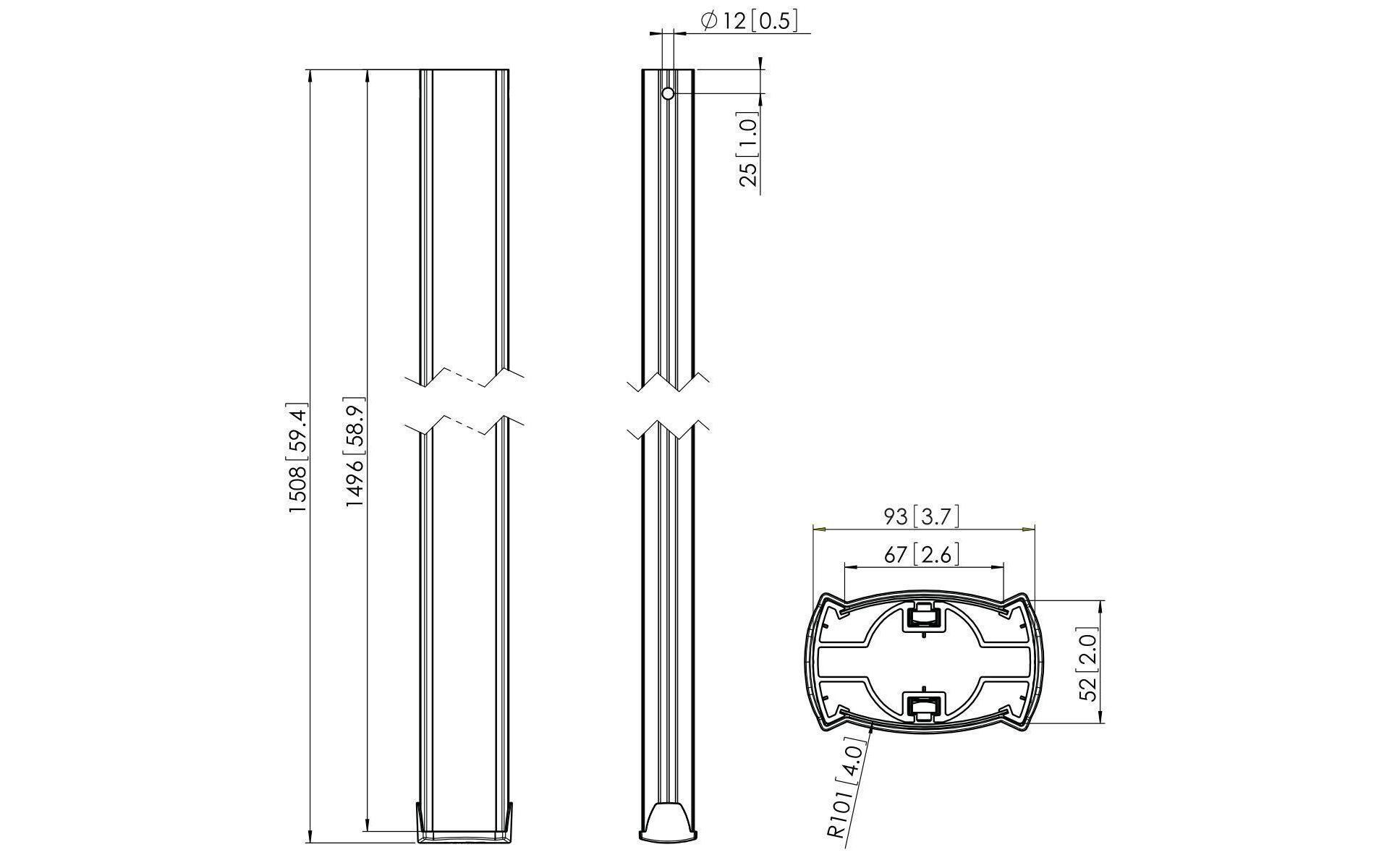 Ersatzteil PUC 2515 Silber<br>PUC 2515 Profil 150 cm für Vogel's Connect-it System