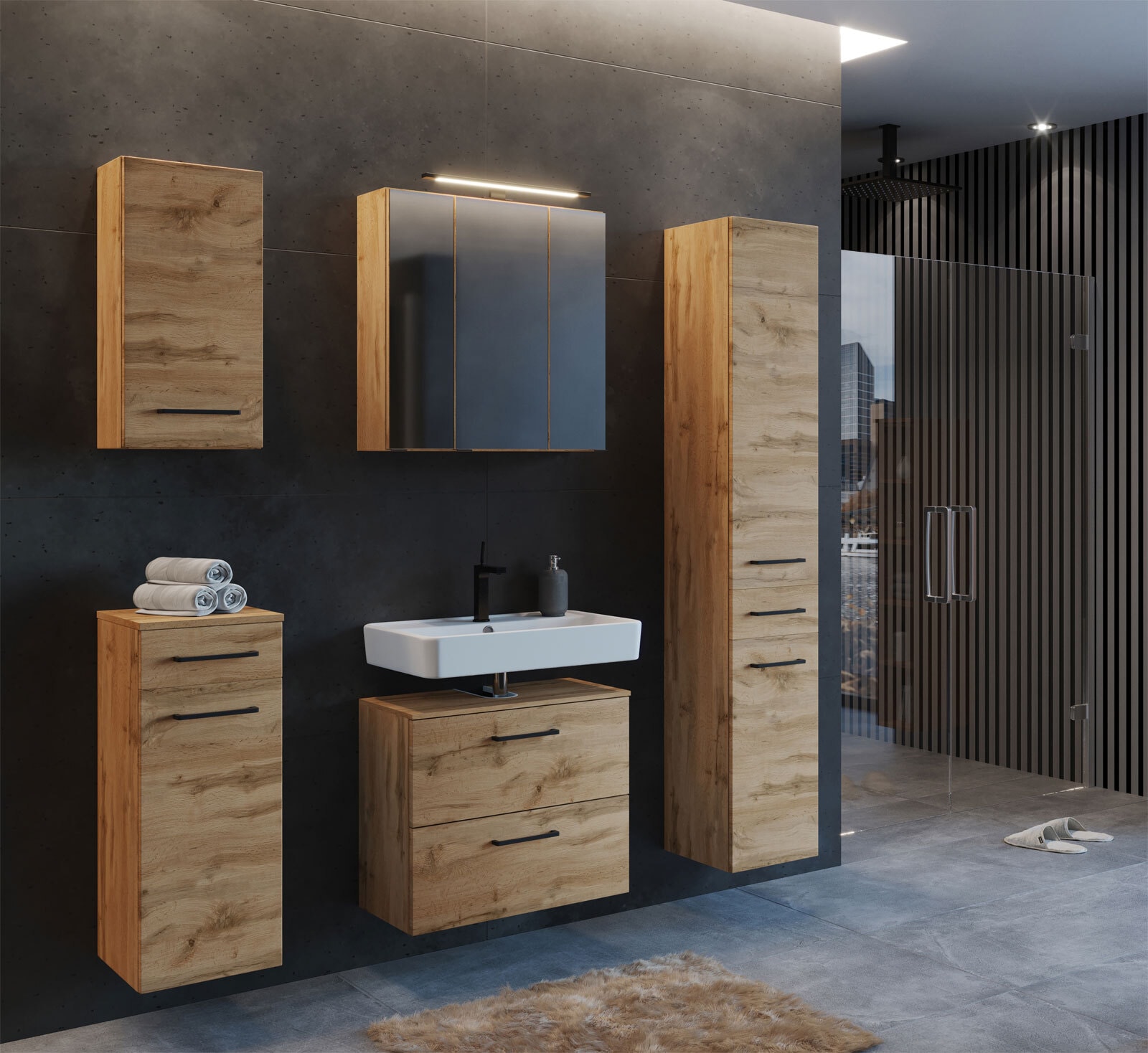 Bad-Unterbeckenschrank LIMBURG braun 60cm