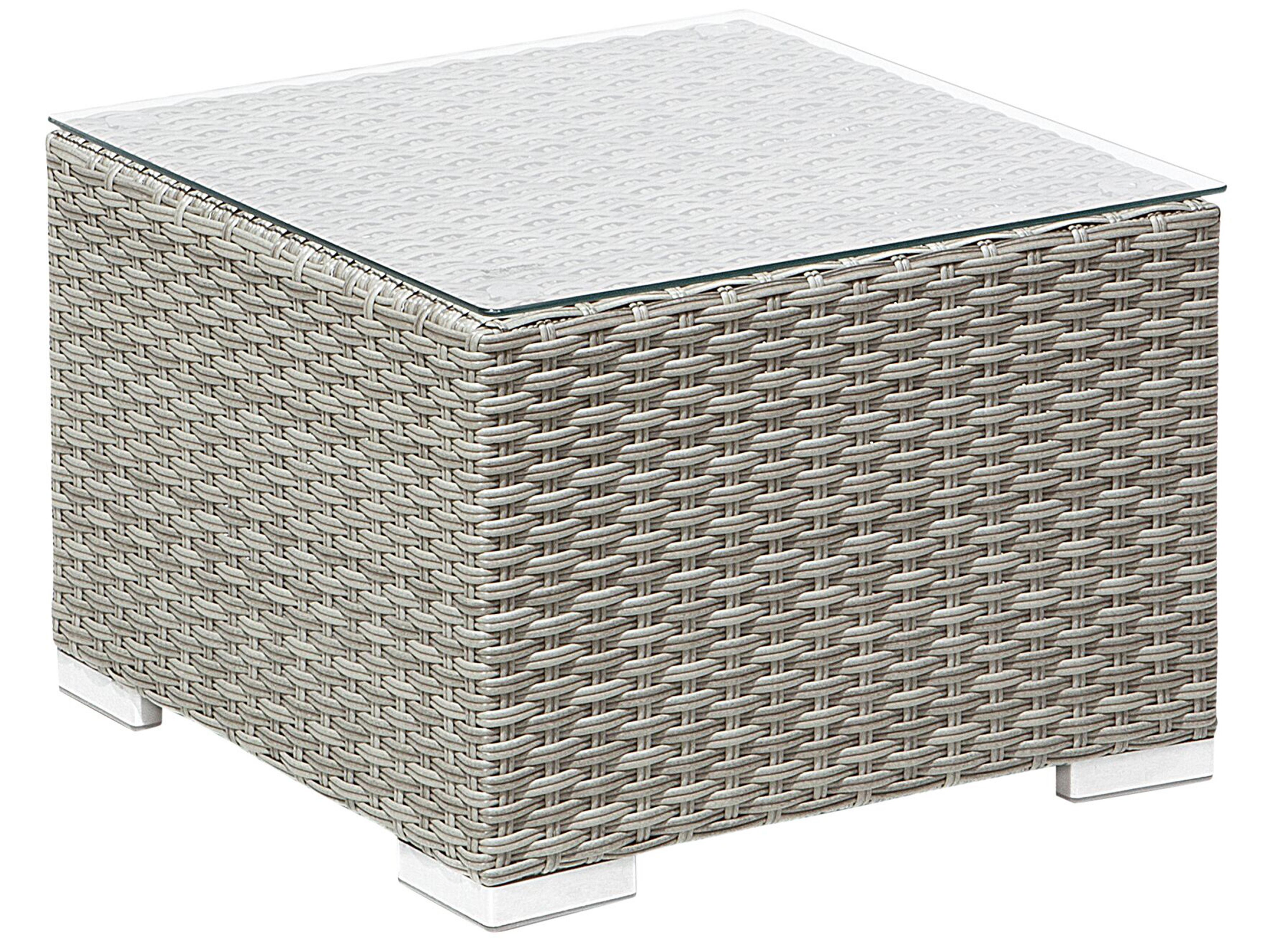 Loungeset met tafel 8-zits XXL rechtszijdig modulair PE rotan Grijs