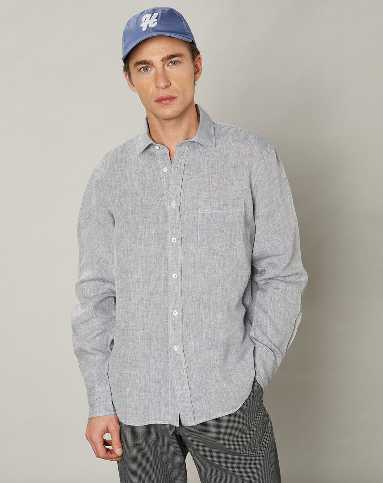 Hartford Chemise regular 100% Lin Paul nuage