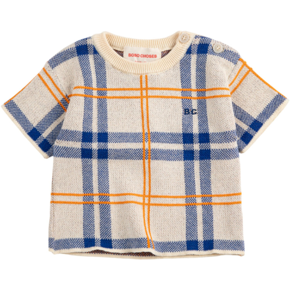 Køb Bobo Choses White Fun Tartan Strikket T-Shirt