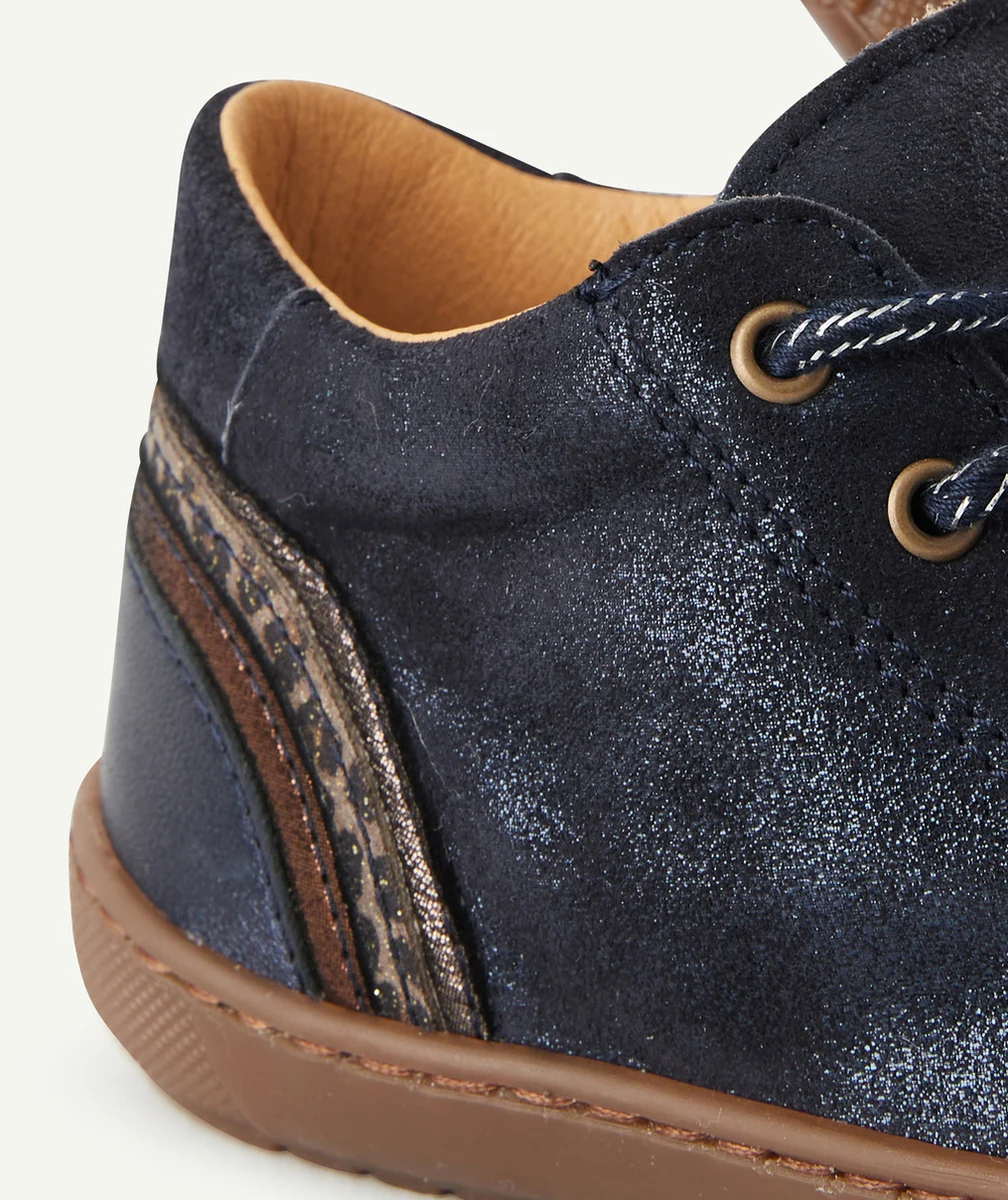 BOPYBOTTINES PREMIER PAS BÉBÉ EN CUIR BLEU MARINE