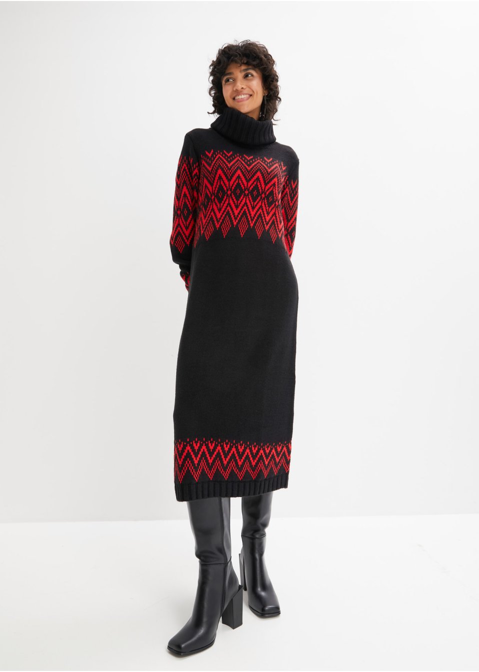 Robe midi en maille motif norvégien
