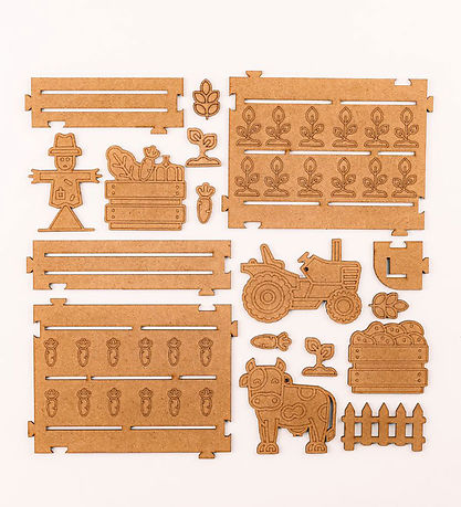 Crateit Kreatives Spielset - Holz - Das Bauernhaus - Klanggeschi