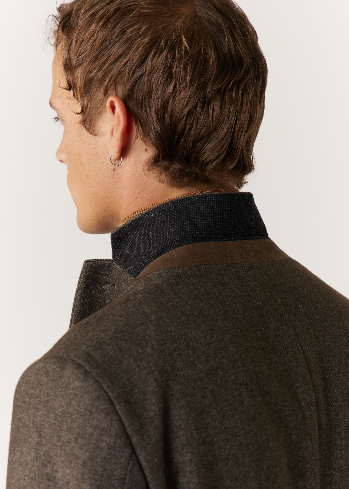 Veste casual Regular en laine mélangée unie kaki