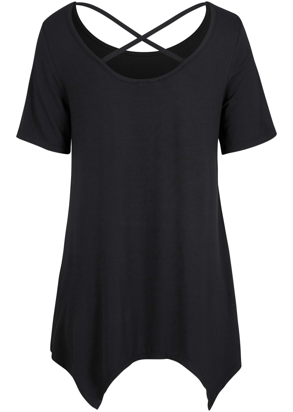 T-shirt long à pans, manches courtes