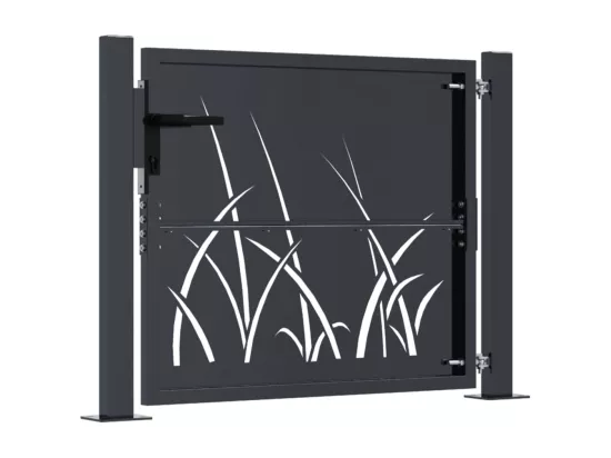 Portail de jardin anthracite 105x105cm acier conception d'herbe