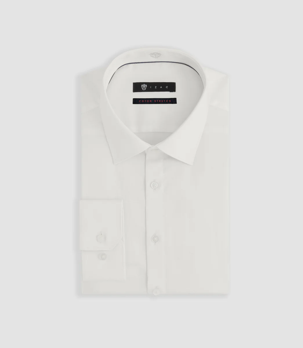 Chemise regular en satin stretch écru SASTRETCHBASIC