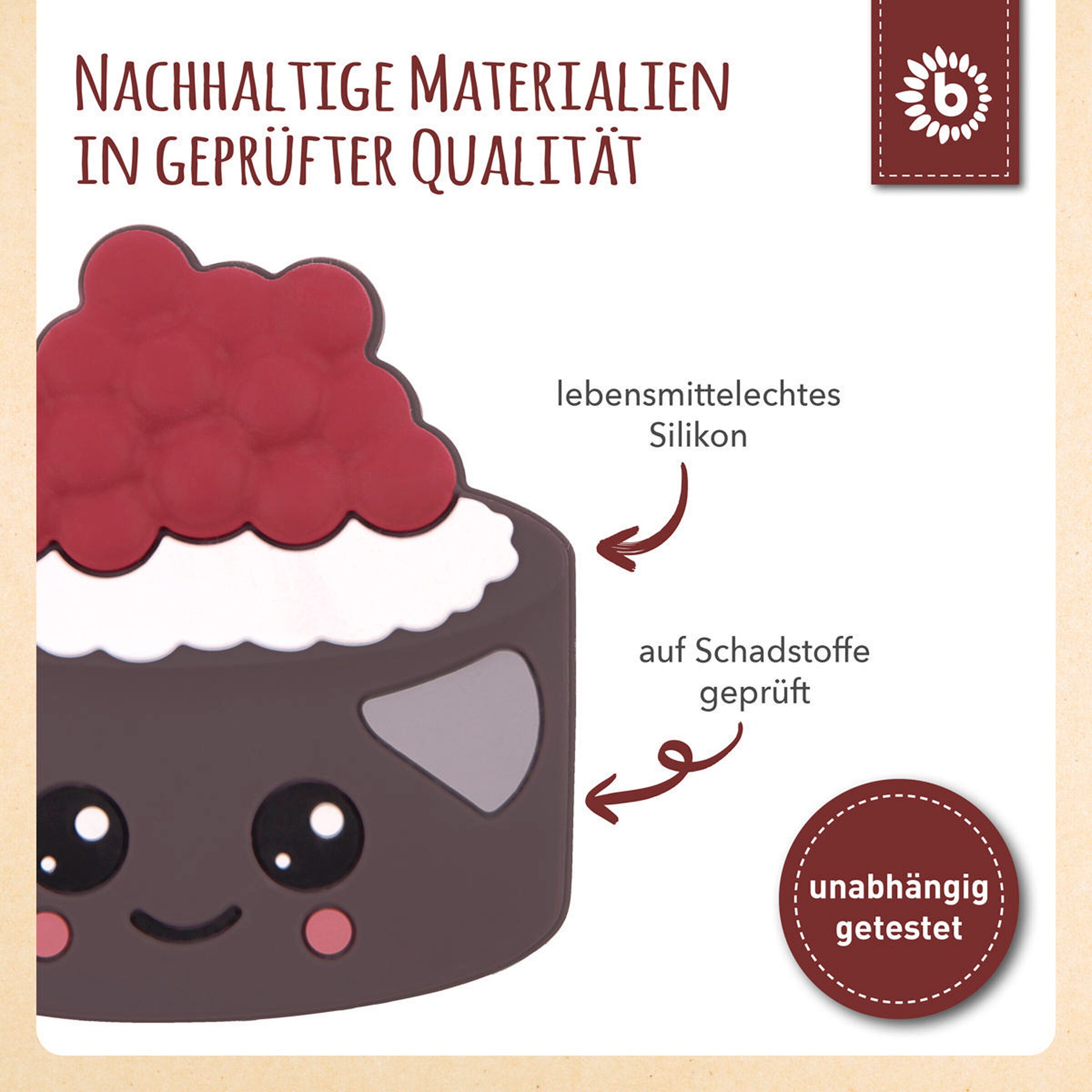 Bieco Beißring Silikon Torte - ab Geburt Braun