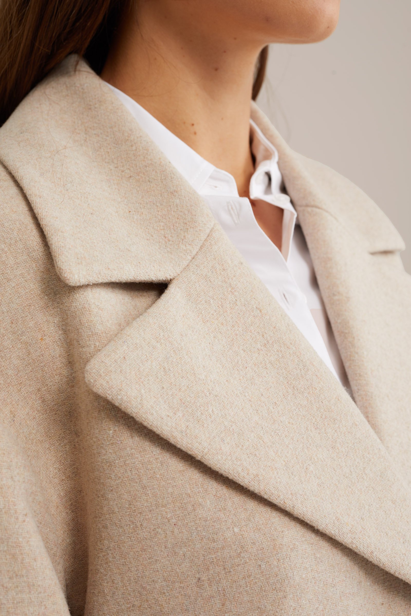 loose fit jas van wolmix WE Fashion Beige