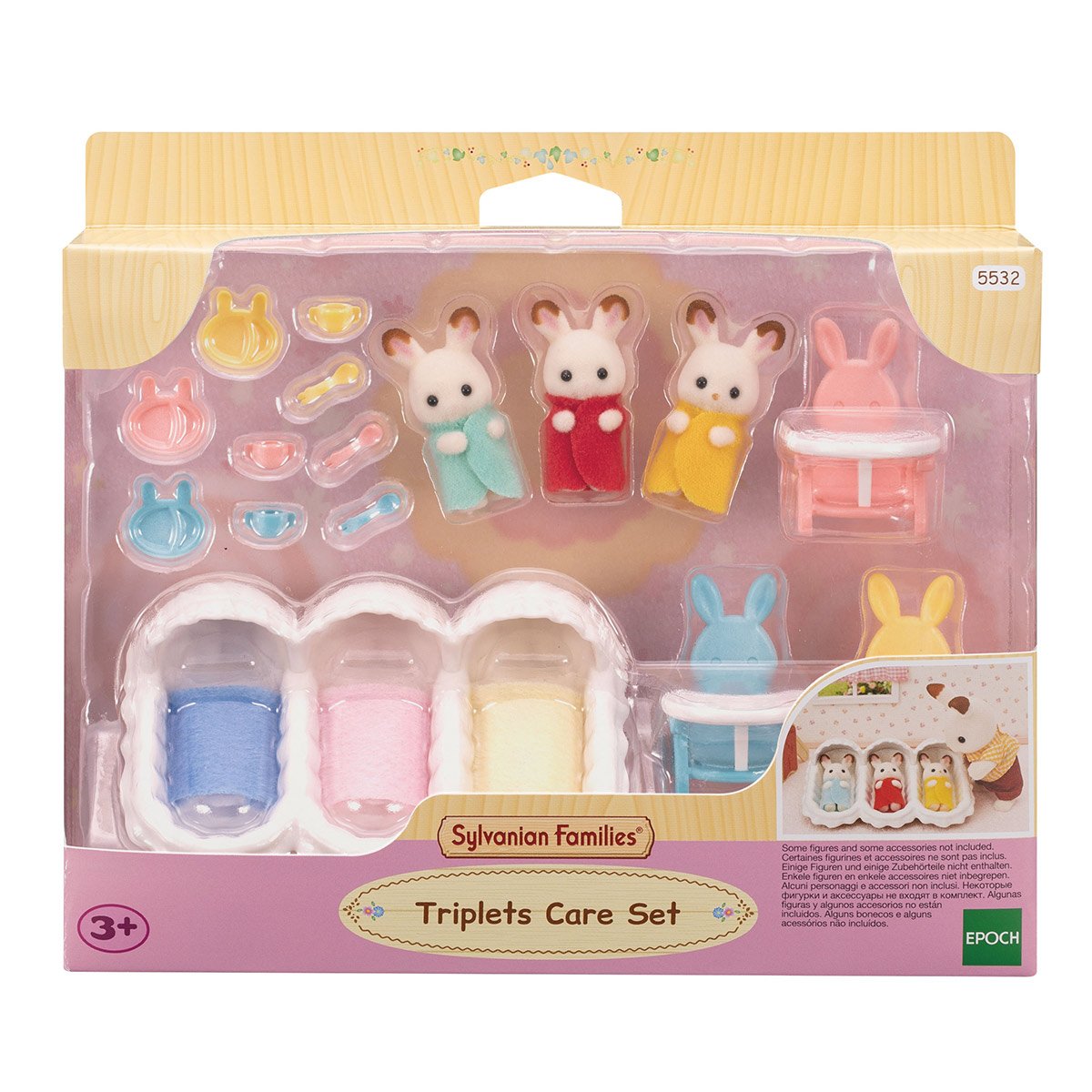 Les triplés lapin chocolat et accessoires puériculture - Sylvanian Families 5532