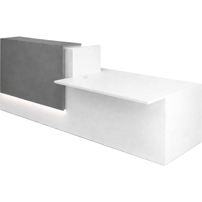 Banque d'accueil droite Jana blanc/anthracite L 286 cm avec module bas à gauche