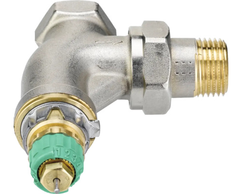 Danfoss thermostatische klepbehuizing dynamische klep RA-DV 15 hoektype voorinstelbaar 1/2 inch nikkel 013G7723