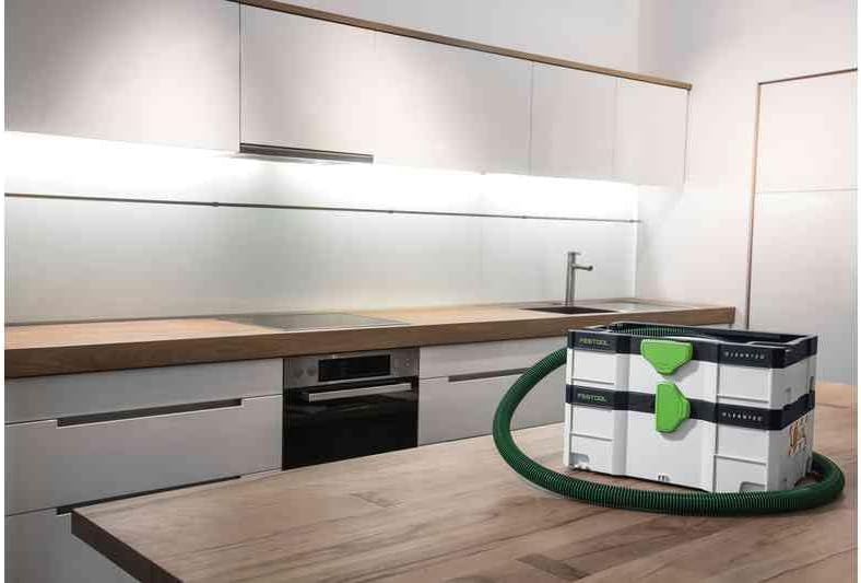 Festool Absaugmobil CTL SYS CLEANTEC (mit Filtersack montiert, Saugschlauch mit Winkeldrehausgleich saugerseitig, Polsterdüse, Fugendüse, Tragegurt)